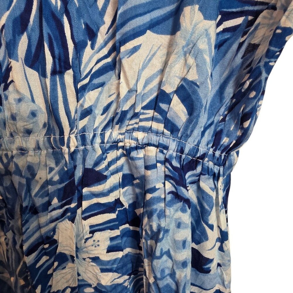 America & Beyond Blue Tropical Maxi Dress Boho Resort Vacation Flowy Beach XL - Picture 9 of 15